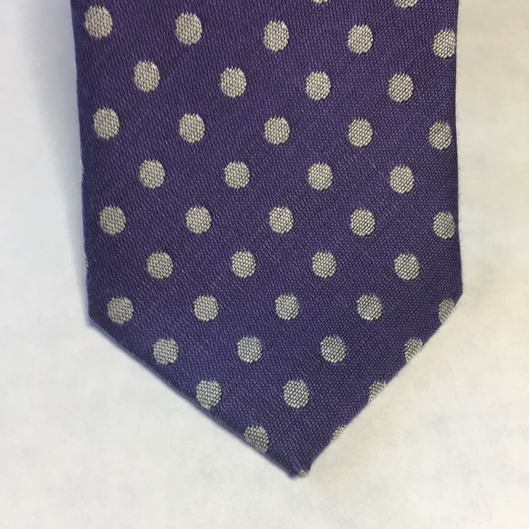 Haight & Ashbury purple with grey polka dots cotton tie NWT - Picture 2 of 7